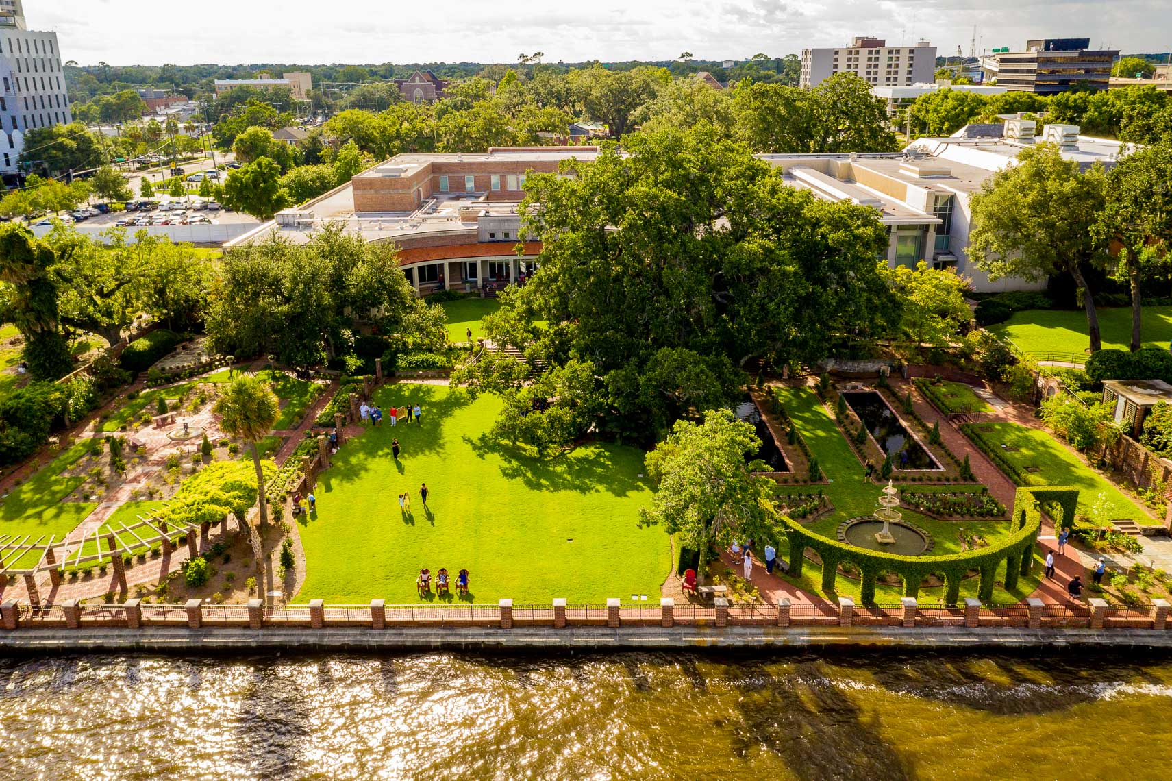 Drone view of the Cummer Museum and Gardens