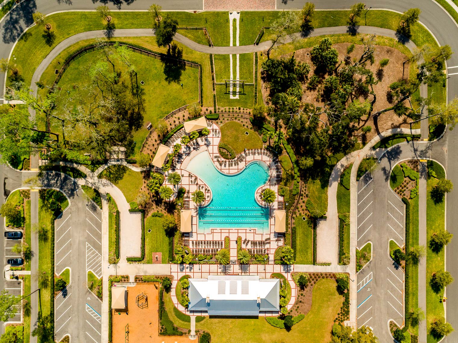 Overhead drone view of a pool in Nocatee