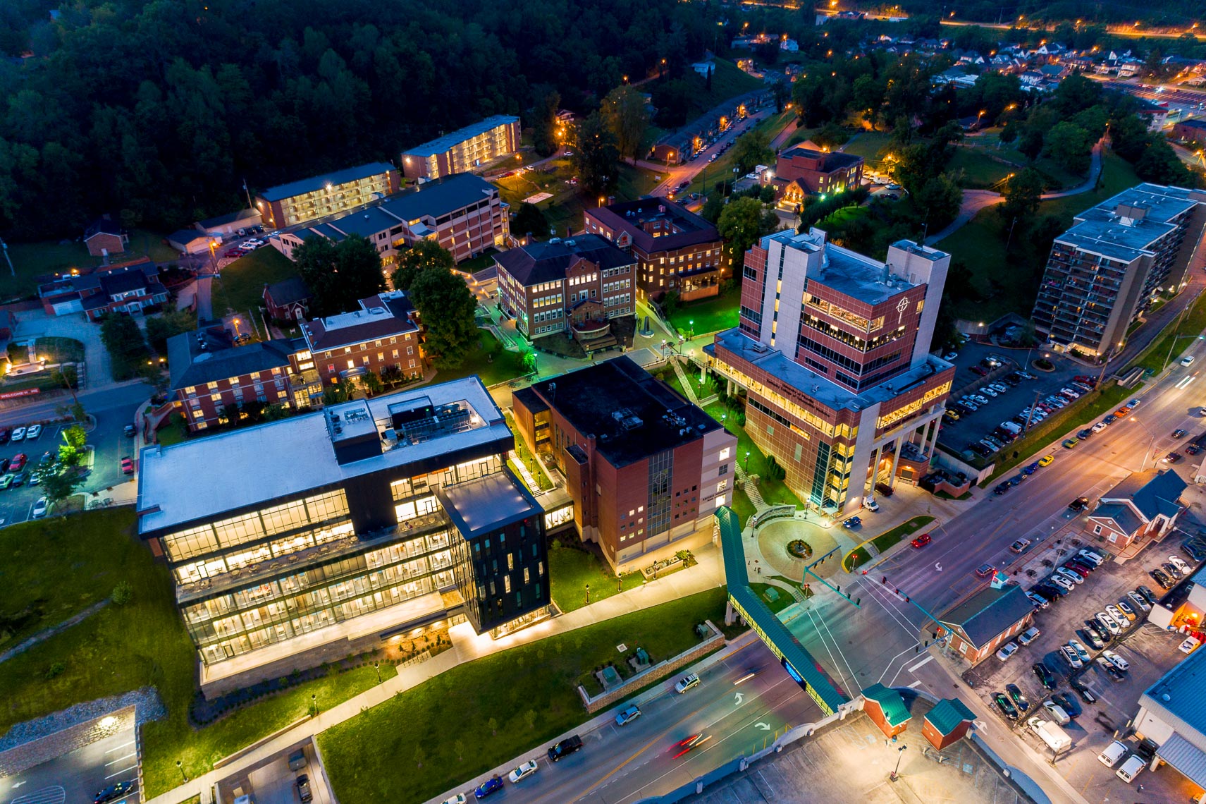 Aerial drone view of Pikeville University
