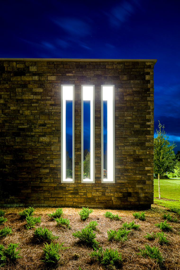 Abstract Exterior Lighting Feature of a Hospital