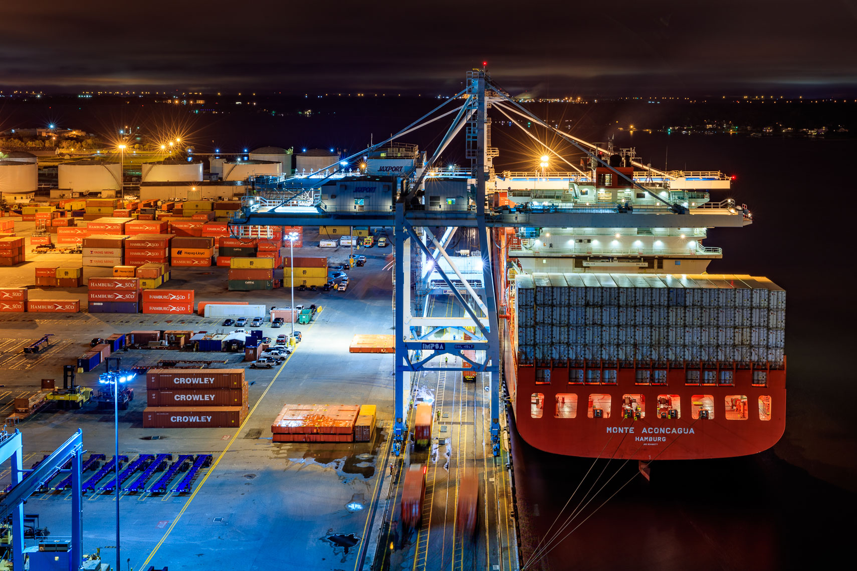 A Container Ship At Port