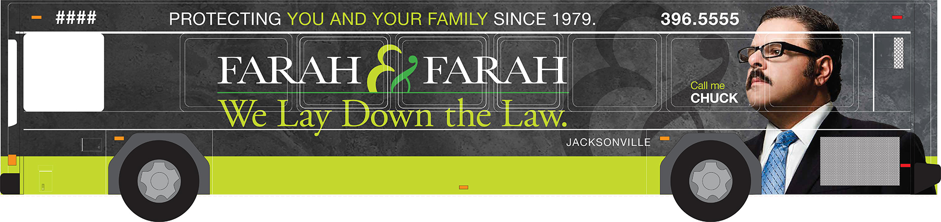 Bus wraps for law firm Farah & Farah.